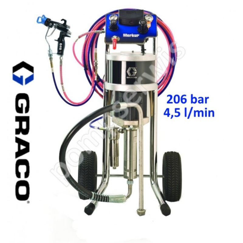 G30C65 Agregat do malowania Merkur 30:1 z pistoletem G40, na wózku, zbiornik