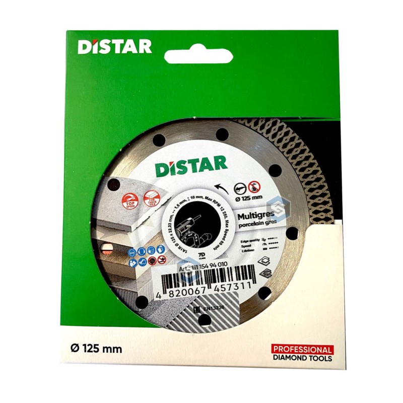 11115494010 Di-Star Tarcza diamentowa 1A1R Multigres  Średnica tarczy: 125 mm. Grubość tarczy: 1,4 mm. Warstwa diamentu: 10mm. Ś