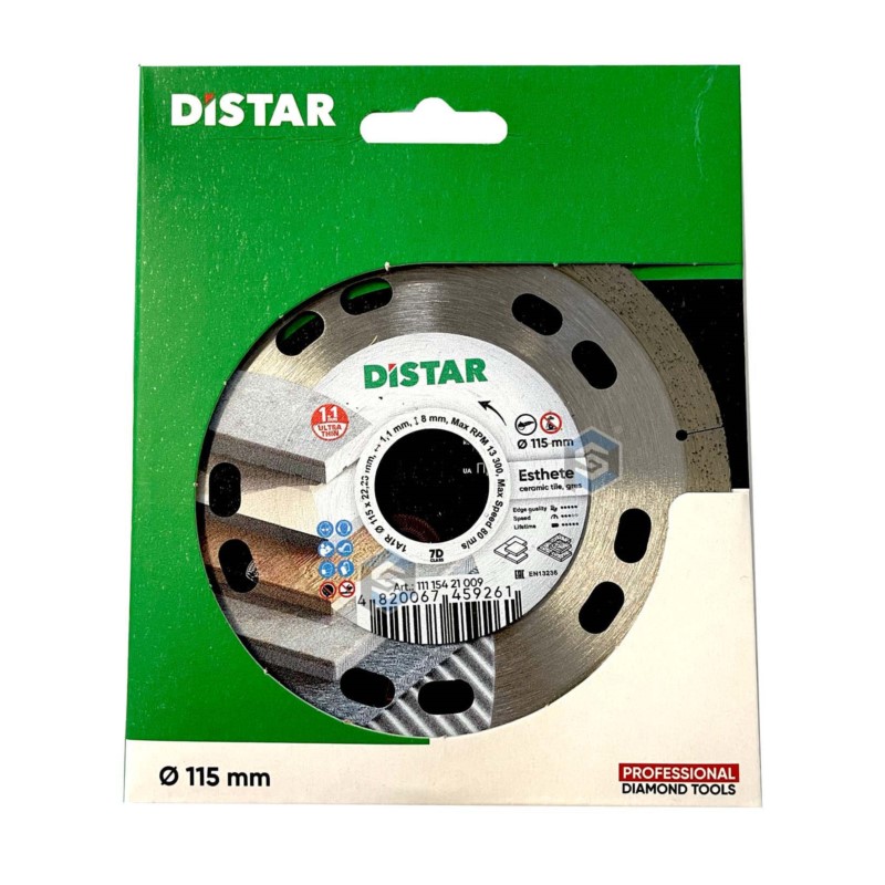 11115421009 Di-Star Tarcza do cięcia płytek ceramicznych 1A1R Esthete.  Średnica tarczy: 115 mm. Grubość tarczy: 1,1 mm. Warstwa