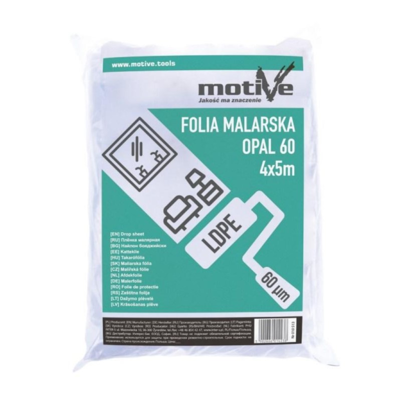 010513 Plandeka malarska 4 m x 5 m opal 60 mikronów