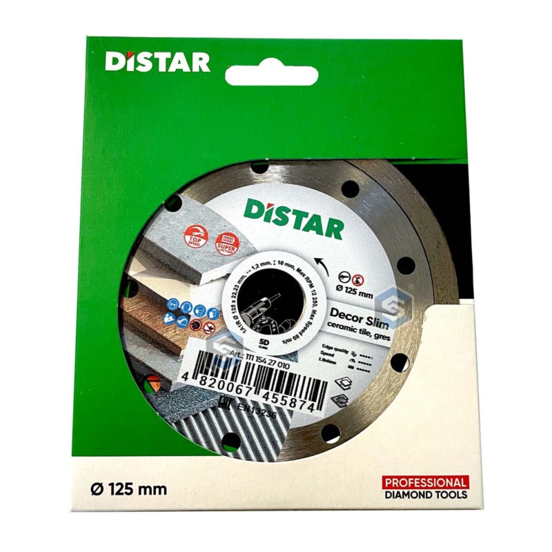 11115427010 Di-Star Tarcza do ceramiki/gresu 1A1R Decor Slim. Średnica tarczy: 125 mm. Grubość tarczy: 1,2 mm. Warstwa diamentu: