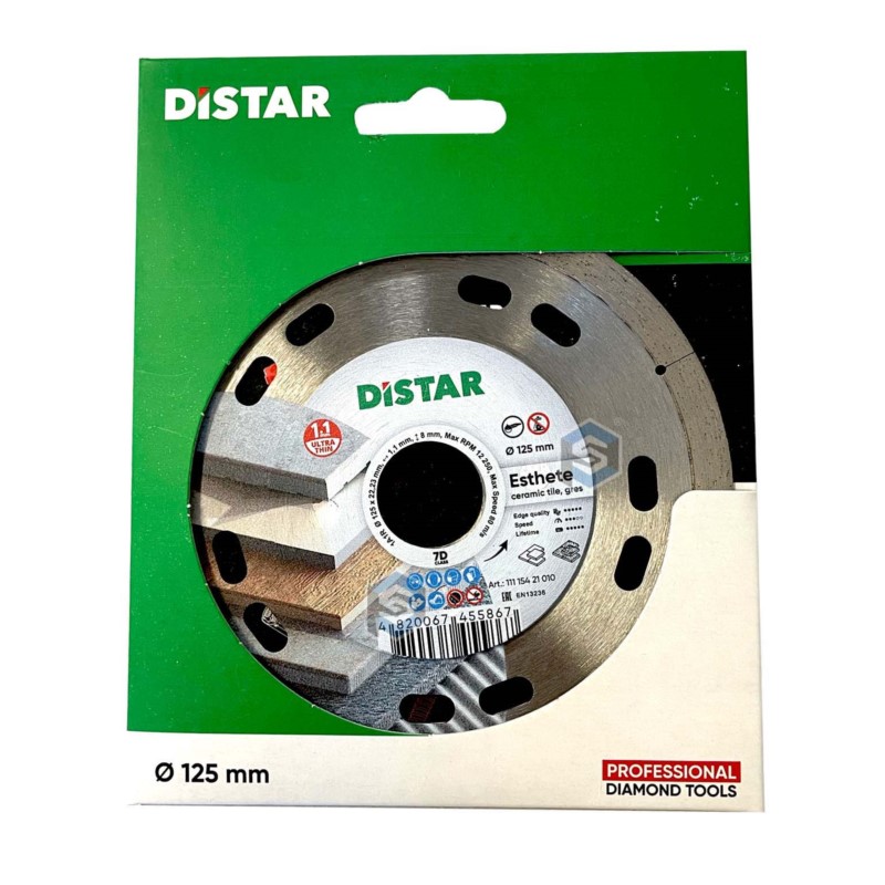 11115421010 Di-Star Tarcza do cięcia płytek ceramicznych 1A1R Esthete. Średnica tarczy: 125 mm. Grubość tarczy: 1,1 mm. Warstwa