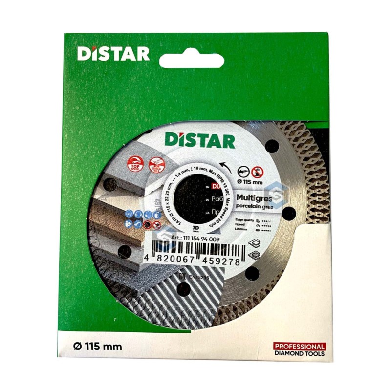 11115494009 Di-Star Tarcza diamentowa 1A1R Multigres  Średnica tarczy: 115 mm. Grubość tarczy: 1,4 mm. Warstwa diamentu: 10mm. Ś