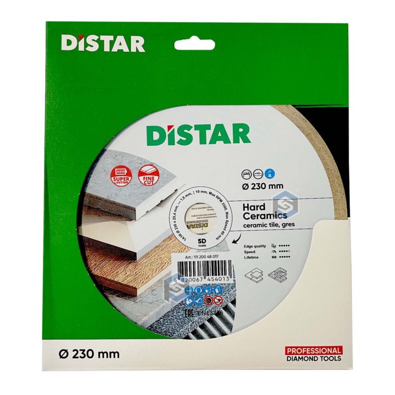 11120048017 Di-Star Tarcza do cięcia płytek ceramicznych 230. Średnica: 230mm. Grubość tarczy: 1,6 mm. Warstwa diamentu: 10mm. Ś