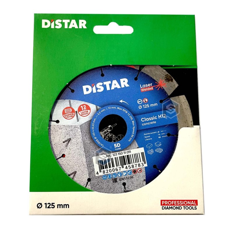 12315011011 Di-Star tarcza diamentowa do betonu, płyty chodnikowe Classic H12 Średnica: 125mm. Grubość tarczy: 2,2mm/1,3mm. Wars