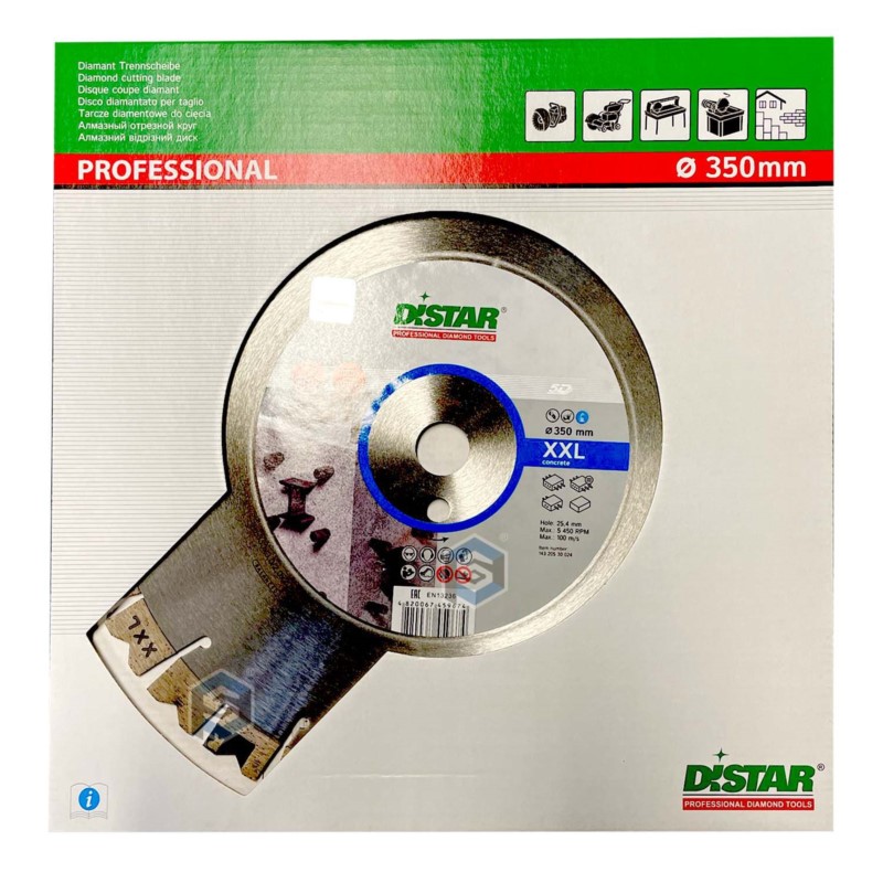 14320530024 Di-Star Tarcza diamentowa do betonu zbrojonego XXL. Średnica: 350mm. Grubość tarczy: 3,0mm/2,0mm. Warstwa diamentu: