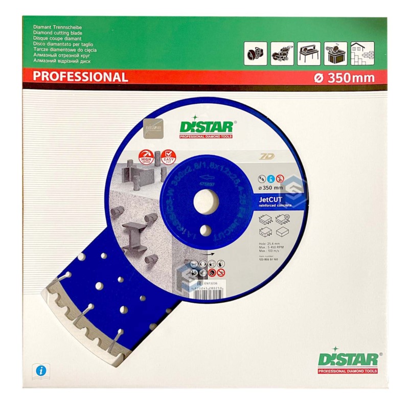 12385551160 Di-Star Tarcza diamentowa JetCUT do żelbetu. 1A1 RSS/C3-W 350x2,8/1,8x12x25,4-25 F4 JetCUT