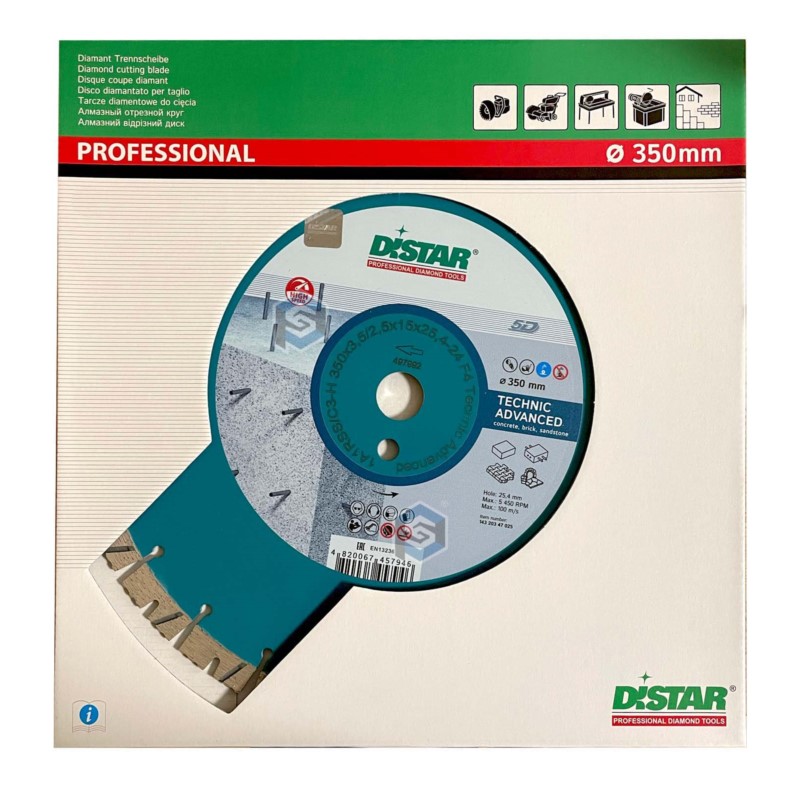 14320347025 Di-Star tarcza diamentowa do kostki brukowej, betonu i czarnego granitu Technic Advanced. Średnica: 350mm. Grubość t