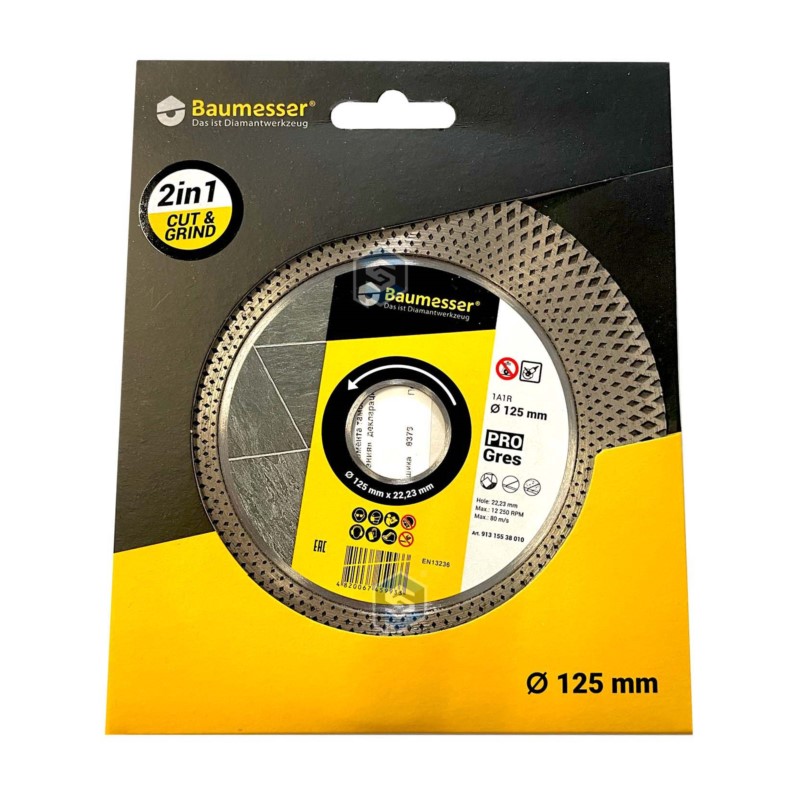 91315538010 Di-Star Tarcza diamentowa gres PRO 1A1R Średnica: 125 mm. Grubość tarczy: 0,8 mm. Warstwa diamentu: 20 mm. Średnica